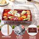 Baderke 16" x 9" Chilled Serving Tray for Parties with lids Compartments Ice Chilled Party Platter Charcuterie Serving Board Cold Dish Dip with Tongs for Fruit Seafood Vegetable (Dark Wood)