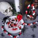 2 x Whaline 150Pcs Halloween Wood Beads Set Red Black White Wooden Focal Beads Blood Splash Wood Beads Halloween Craft Spacer Beads for DIY Decoration Supplies Bead Garland Making