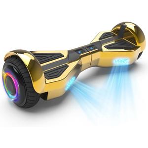 Starship Electric Hoverboard with Bluetooth Speaker, Chrome Color Self Balancing Scooters with Science Fiction Design and 6.5 inch LED Wheels (Chrome Gold)