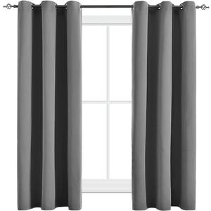 Blackout Curtains for Bedroom Thermal Insulated Light Blocking Room Darkening Curtains Solid Grommet Window Drapes for Living Room, Set of 2 Curtain Panels 42 W x 63 L inch Long Dark Gray