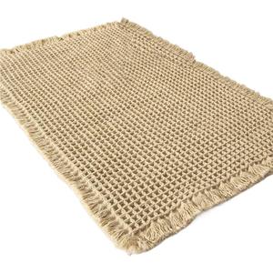 Upgraded Waffle Runner Rug, Super Absorbent Non Slip Bath Mats for Bathroom Floor, Machine Washable Bathroom Runner Rug with Tassels for Laundry Room, Modern Farmhouse Decor (Brown 43x61cm)