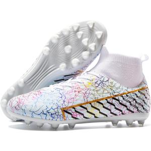 Unisex Soccer Cleats Mens Lightweight No-Tie Lacing System Multi-Surface Football Shoes with Ankle Support for Beginners to Advanced Players, Size 8