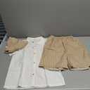 Arshiner Boys Cotton Linen Shorts Sets Button Down Short Sleeve Shirt and Shorts with Bucket Hat Summer Beach Outfits (Size 16)