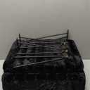 Wimarsbon Storage Ottoman, Vanity Stools with Metal Legs, 16.5" x 11.8" x 18" Modern Faux Mink Fur Footstool, Makeup Chair with Anti-Slip Feet, Accent Table,Footrest,Storage Bench for Bedroom (Black)