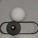 Mid Century Modern Round Wall Sconce 1-Lights Black Globe Wall Sconce Lighting Minimalist Vanity White Glass Bathroom Wall Lamp Farmhouse Bedroom Bar Wall Light