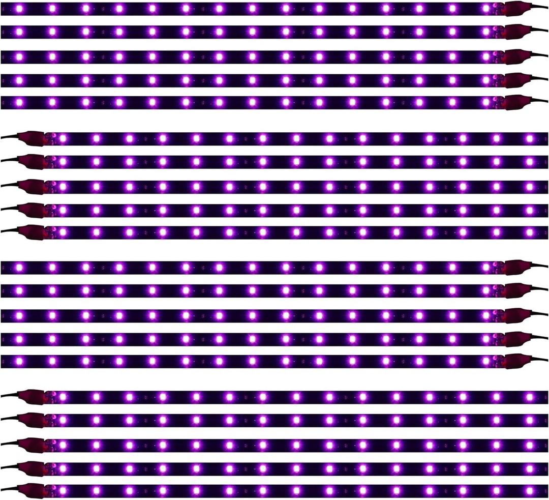 XT AUTO Purple 12v 15 Led 30cm Car Motorcycle Flexible Waterproof Underbody Light Strip String Lights for Festive Decoration Pack of 20