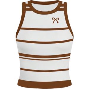 SOLY HUX Women's Striped Tank Top Casual Summer Crewneck Sleeveless Fitted Crop Tops (S)