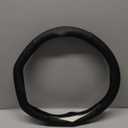 SEG Direct Flat Bottom Steering Wheel Cover, D Shaped Car Wheel Cover 14-14 1/4 in. (35.5-36 cm), for Tesla Model 3 / Y, for Camaro, Black Microfiber Leather