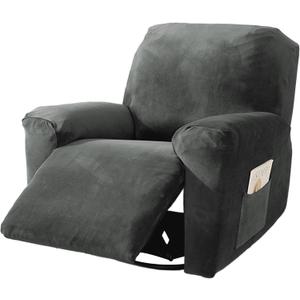 NORTHERN BROTHERS Recliner Chair Covers, Stretchy Recliner Couch Covers, Lazy Boy Velvet Chair Covers, Sofa Cover (Dark Grey, 1 Seat)