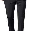 Mylldey Men's Regular Fit Dress Pants Casual Business Flat Front Mens Wrinkle Free Comfort Stretch Pants (Black), 
