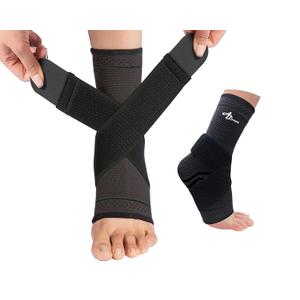 ABIRAM Ankle Brace for Women & Men, Ankle Compression Sleeve, Foot Sleeve with Strap (1 Pair), Ankle Support for Sprained Foot & Arch, Plantar Fasciitis Relief Socks, Achilles Tendonitis, 2XL