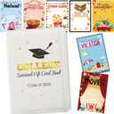 Funrous College Gift Card Book 7 x 5 Inch, Class of 2026 Graduation Gift Card Holder Book for Her Him, First Year of College Survival Kit, 25 Cards Booklet for Graduates, White Gold