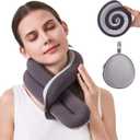 KPNEOL Travel Pillow, Neck Pillow Ergonomic Memory Foam Pillow for Airplane, Adjustable & Ultra-Lightweight with Dual-Sided Fabric for Flight, Car, and Office Use, Grey