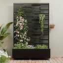 Casaphoria Metal Raised Garden Bed with Trellis and Wheels, 72"x47"x16" Planter Box for Climbing Plants, Vegetables & Vines, Features Drainage Holes and Privacy Screen, Black-Shine