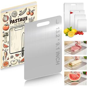 Stainless Steel Cutting Board,Double Sided Steel Cutting Boards for Kitchen Meat Vegetables & Fruits,Dishwasher Safe Easy to Clean (L Size)13.2 9.1in)