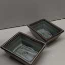 Ceramic Bonsai Pots with Drainage Hole Set of 2, Green Glazed Bonsai Planters for Indoor/Outdoor Use, Rectangular Shallow Bonzai Tree Pot for Succulent, Orchids, Cacti, Home, Patio, Garden, 6.3"x4.9", 6.3"x4.9"x2.8"