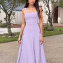 Kaximil Women's Square Neck Corset A Line Maxi Dress Ruffle Ruched Waist Flowy Long Dresses (XL)