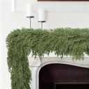 6FT Faux Cedar Garland, Real Touch Christmas Cypress Garland, Realistic Pine Cypress Bendable Branches for Mantel Decor Fireplace Staircase Table Centerpiece Indoor Outdoor Holiday Winter Decor