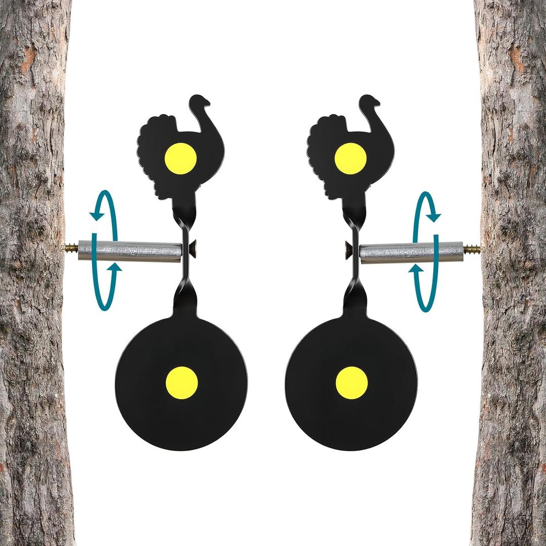 2-Pack Spinner Shooting Targets Auto Reset Steel Resetting Gun Target Heavy Metal Steel Spinning Target for Shooting