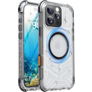 for iPhone 16 Pro Max Case Waterproof with Magsafe, Built in Camera Control [Screen Protector] [Lanyard], IP68 Military Full Body Shockproof, for Water Sports Outdoor Work, 6.9" Frosted Black