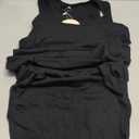 Valiamcep Women's 2024 Summer Tank Midi Dress Square Neck Sexy Side Slit Basic Ribbed Knit Sleeveless Slim Fitted Casual Bodycon Dresses Black S