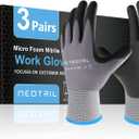 NEOTRIL Safety Work Gloves MicroFoam Nitrile Coated- Pairs,Breathable Nylon Working Gloves for Men Women, XL, 3 Pairs 