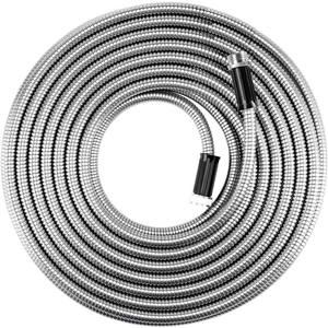 Beaulife Metal Garden Hose 75 FT Flexible No Kink Lightweight RV Drinking 304 Stainless Steel 75 foot Water Hose Extension Leader Hose Heavy Duty Outdoor
