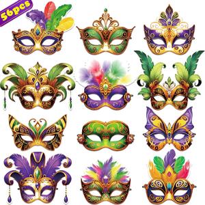 56PCS Mardi Gras Masks Bulk Set: Party Decorations Carnival Favors(Paper)