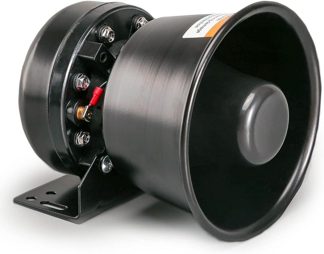 BooYu 200 Watt High-Performance PA Siren Horn Speaker [Black Steel] [8 Ohms] [125-135 dB] [IP66 Waterproof] [Compatible with 100-200 Watt Siren] for Police Car, Ambulance, Fire, Engineer Vehicles