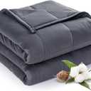 Sivio Weighted Blanket for Adults 100% Cotton, 15 lbs 48 x 72 inches, Cooling Summer Heavy Blanket for Sleeping, Breathable Soft Blankets with Premium Glass Beads, Machine Washable, Dark Grey