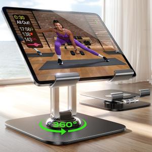 LISEN for iPad Stand Holder Adjustable Tablet Stand for Desk, 2025 for iPad Accessories Rotating Display Stand PC Office Accessories for Desk Women Kindle Table Mount/PS/Switch iPhone 12.9"-4.7" (Black)