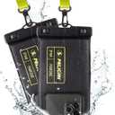 Pelican 2 Pack Marine - IP68 Waterproof Phone Pouch (Regular Size) Floating Waterproof Phone Case - Beach Cruise Ship Travel Essentials - Works w/All Phones - Detachable Lanyard - Black/Hi-Vis Yellow