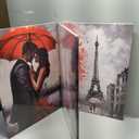 Paris Canvas Wall Art Eiffel Tower Picture Prints Romantic Couple Paintings Black and Red Wall Decor for Living Room Bedroom Bathroom Office Decor Framed(Artwork-2,16.00" x 24.00" x 3Pcs)