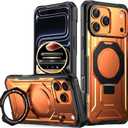 Poetic Spartan Case with Ring Stand for iPhone 17 Pro Max, [Camera Control Button][Magsafe Compatible], Full Body Rugged Shockproof Protective Cover Case, Metallic Orange