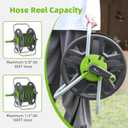 Water Hose Reel Cart, Holds 60-80 Ft of 5/8 Inch Hose, Green Wall Mounted Garden Hose Cart, Portable Hose Reel for Convenient Storage and Watering