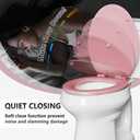 Angol Shiold Slow Close Wood Toilet Seat（Pink, Elongated 18.5''）