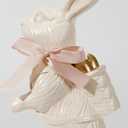 WDS WONDROUS White Easter Bunny Figurines Set of 2, Resin Rabbit Statues with Gold Eggs & Pink Ribbon Bow, Spring Home Decor Centerpiece, Indoor Easter Decorations & Gift for Women, Family