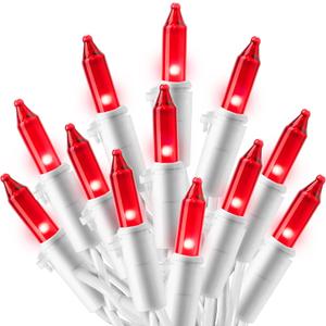 Joiedomi Christmas Lights Outdoor, 100 Count Christmas Tree Lights Indoor, 19.4FT Red String Lights with White Wire, Xmas Decorations for Dorm Classroom Bedroom Holiday Wedding Party