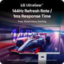 LG 32G810SA-W 32-inch Ultragear 4K UHD (3840 x 2160) IPS Gaming Monitor, 144Hz, 1ms, NVIDIA G-Sync Compatible, AMD FreeSync Premium, VESA DisplayHDR 400, HDMI, DisplayPort, USB Type-C, White | NVIDIA G-Sync Compatible, HDMI, DisplayPort, USB Type-C, 144Hz, AMD FreeSync Premium, VESA DisplayHDR 400, (3840 x 2160)
