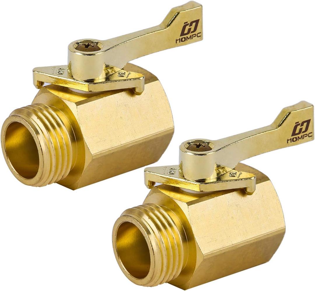 HQMPC Super Heavy Duty 3/4" Brass Shut Off Valve Garden Hose Shut Off Valve Garden Hose Connector 2 PCS