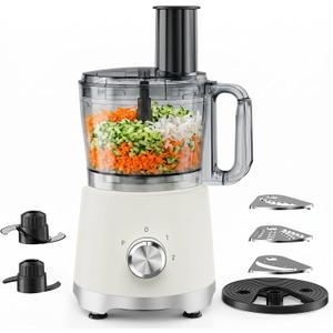 Electric Food Processor 10.5 Cup, Multi-Function Vegetable Chopper with French Fry Slicer, Dough Mixer, Easy to Clean, Secure Design, Stainless Steel, for Vegetables, Smoothie, Fruit