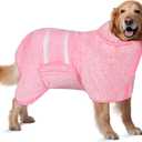 Bienbee Dog Bathrobe, Quick Drying Super Absorbent Dog Robes for After Bath, Warm Keeping Dogs Towel, Dogs Bath Supplies, Pink XL