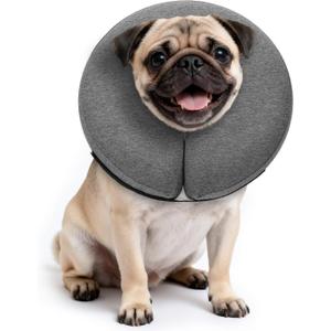 MIDOG Inflatable Dog Cone Collar  Soft Dog Cone Alternative After Surgery, Comfortable Recovery Neck Donut ECollar for Small Medium & Large Dogs and Cats to Stop Licking & Vision-Friendly (Grey,M)
