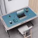 YSAGi Double-Sided Desk Mat, Eco Cork & Leather Desk Protector, Large Mouse Pad & Writing Pad for Office/Home (Sea Blue+Cork, 47.2" x 23.6")