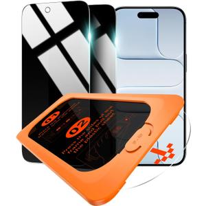 OMOTON Privacy Screen Protector for iPhone Air [Zero Failure Application], Tempered Glass for iPhone 17 Air with 9H+ Hardness & 12FT Military Grade Shatterproof, 100% Anti-Spy, Full Coverage Protection, 2 Pack