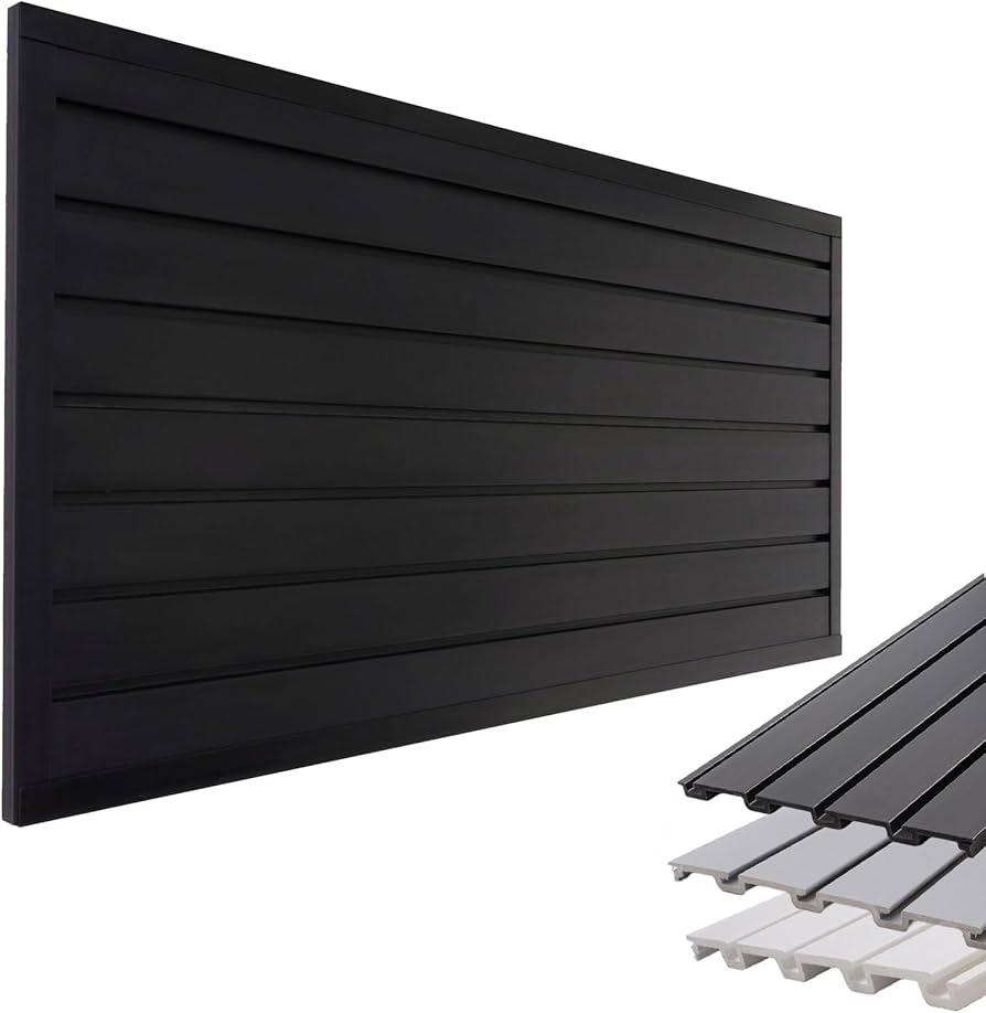 RORA Slat Wall Paneling Garage Slat Wall Storage Systems Slatwall Black Heavy Duty Satwall for Tool Organization ,Pvc SlatWall Panels,Fits for Storage and Display 1x4 ft
