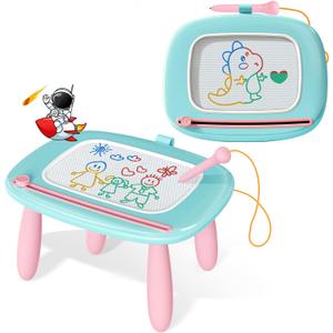Kikidex Toddlers Toys Age 1-3, Magnetic Drawing Board, Doodle Board Pad Learning and Educational Toys for 1 2 3 Year Old Baby Kids Birthday Gift (Mint Blue)