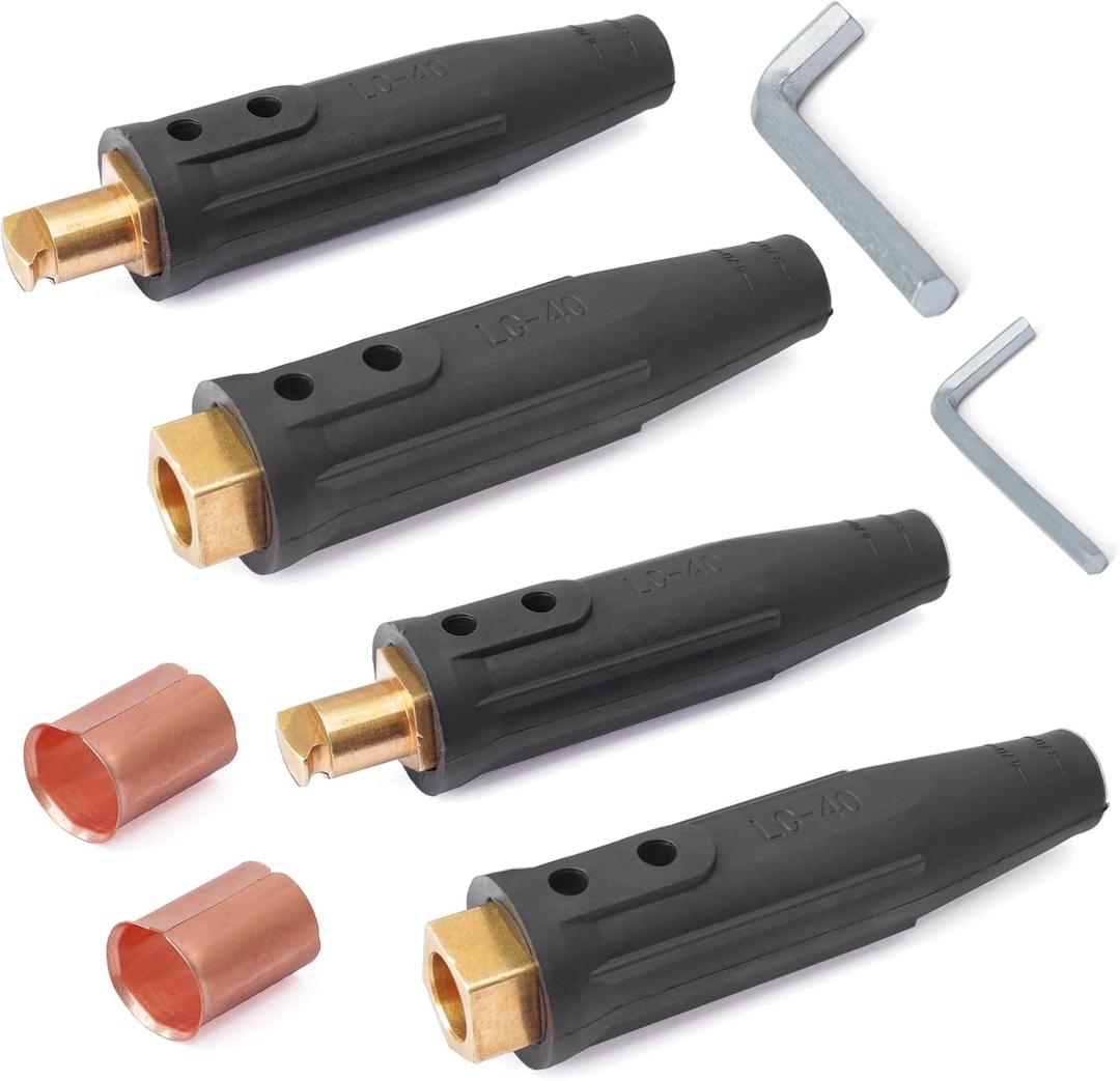 2 Pack LC-40 Welding Cable Connector Kit (2 Male / 2 Female) for Welding Machine Accessories, Cable Capacity 1/0 Thru 2/0, 350 Amp Max Rating