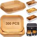 300 Pcs Air Fryer Liners Disposable Parchment Baking Paper Liner Rectangle Non-stick Accessories for Loaf Pan, Air Fryer & Oven, 8.6 x 5.5 Inch, Brown