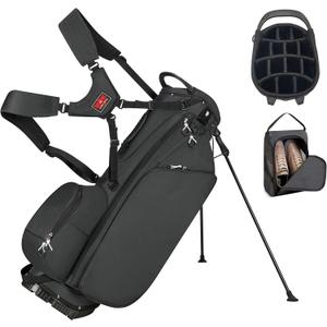 Lightweight Golf Stand Bag with 14 Way Full-Length Dividers, 7 Zippered Pockets and Rain Cover, with Handles and Dual Strap